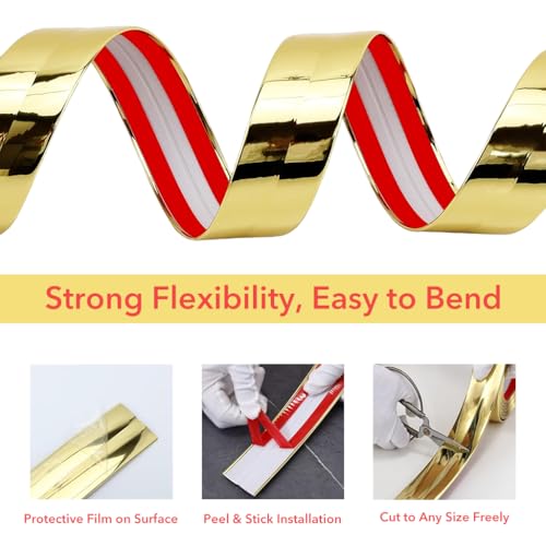 HASTHIP® 1 Roll Golden Wall Molding Trim Corner Guards Caulk Strip Apply Table Edge Door Frame Baseboard for Protection Decoration 9.84ft x 0.78in 3 PCS HASTHIP® 1 Roll Golden Wall Molding Trim Corner Guards Caulk Strip Apply Table Edge Door Frame Baseboard for Protection Decoration 9.84ft x 0.78in 3 PCS